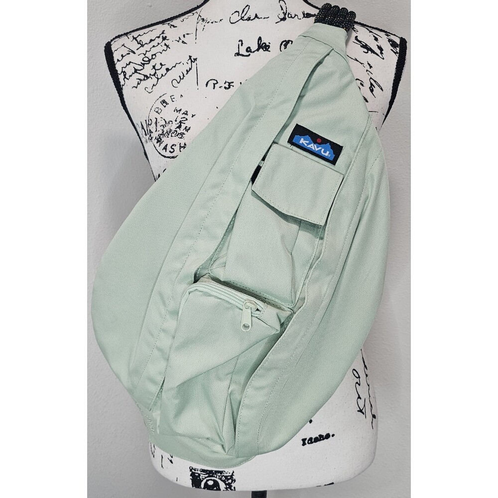 KAVU Original Rope Sling Bag Polyester Crossbody Backpack Light Mint Green